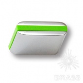 429025MP02PL13 Ручка кнопка модерн, глянцевый хром с зелёной вставкой